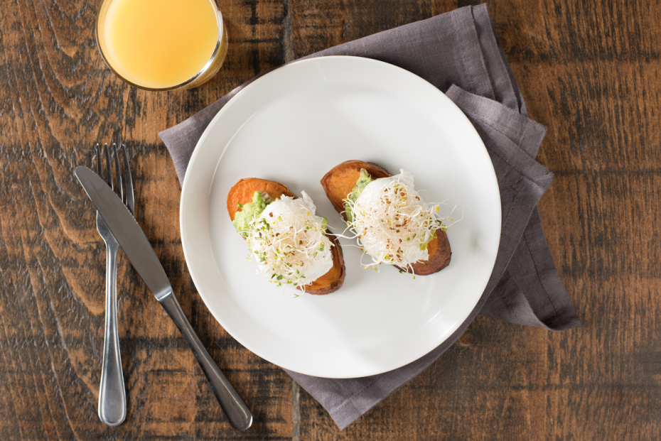 Sweet Potato "Toast" With Poached Eggs | Louisiana Egg Commission