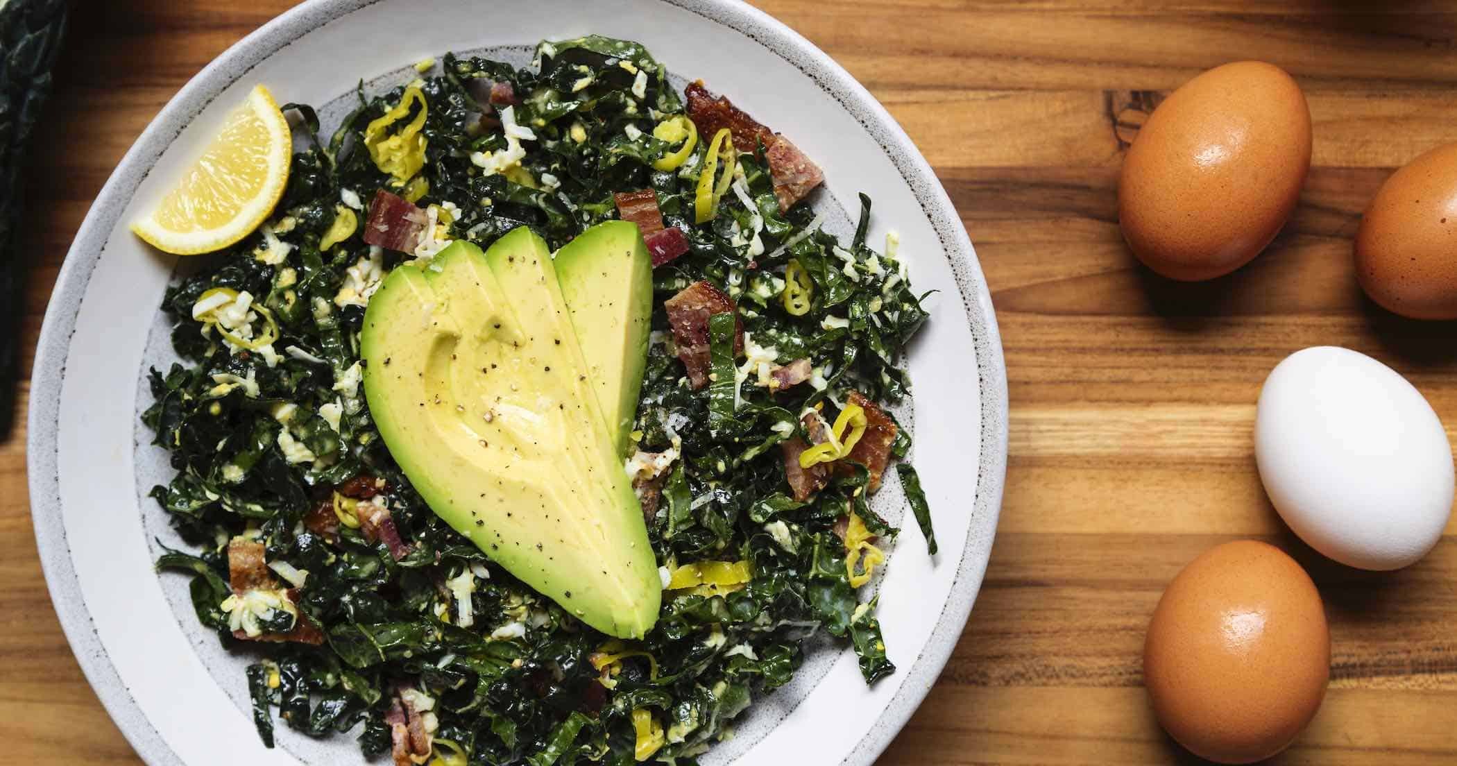 Egg & Bacon Kale Caesar Salad | Louisiana Egg Commission