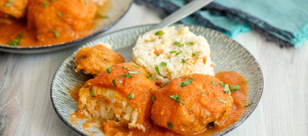 Cauliflower Tortitas in Tomato Sauce | Louisiana Egg Commission
