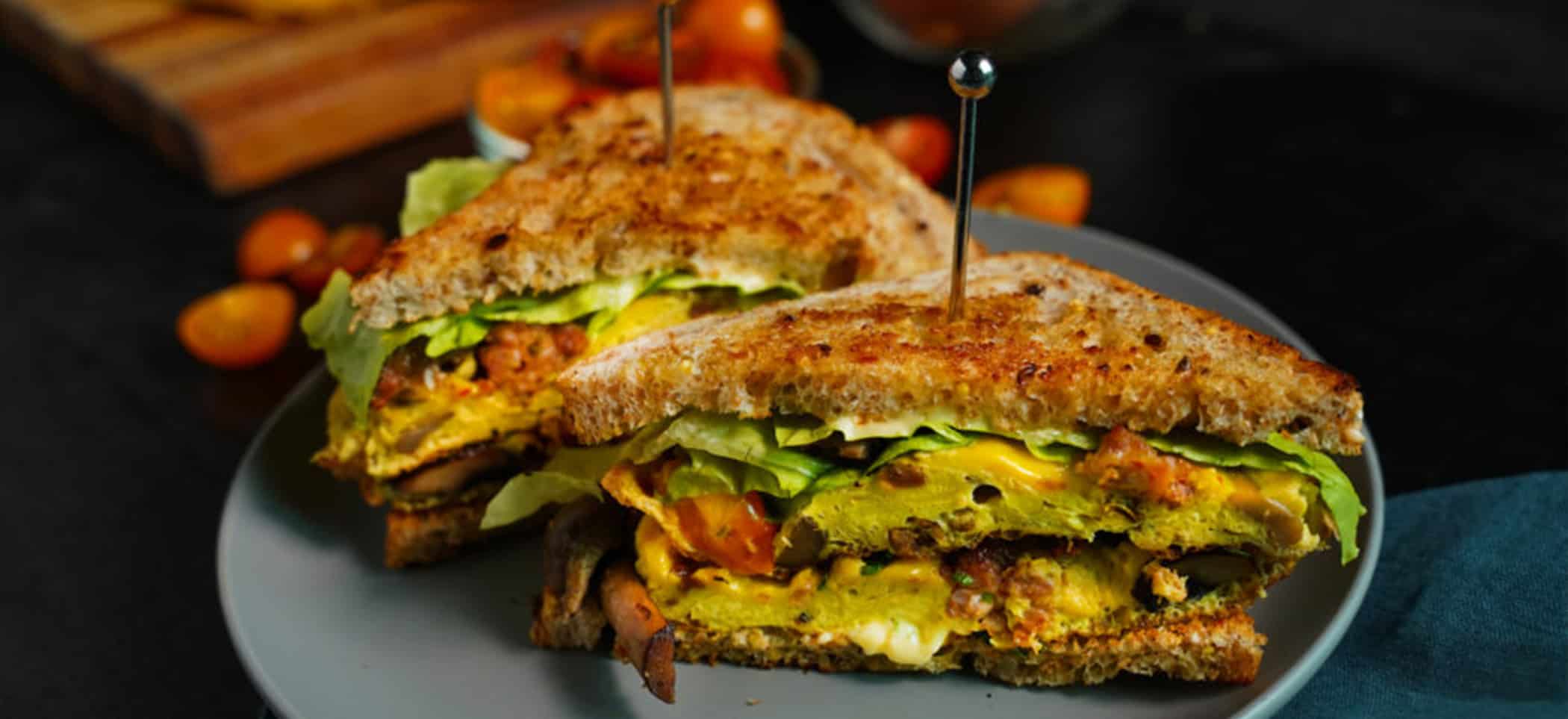 Frittata Sandwich With Mushroom, Sausage & Tomato | Louisiana Egg Commission