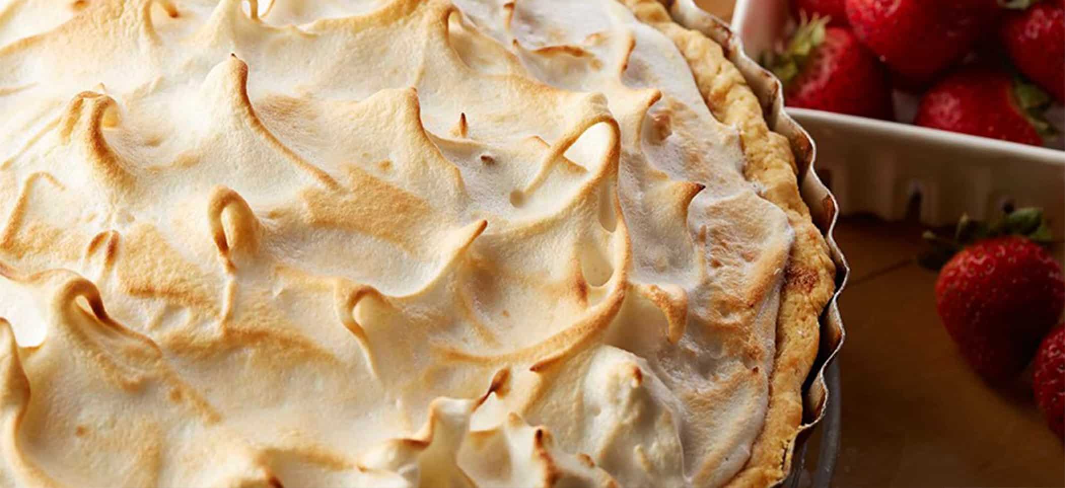 Strawberry Rhubarb Custard Meringue Pie | Louisiana Egg Commission