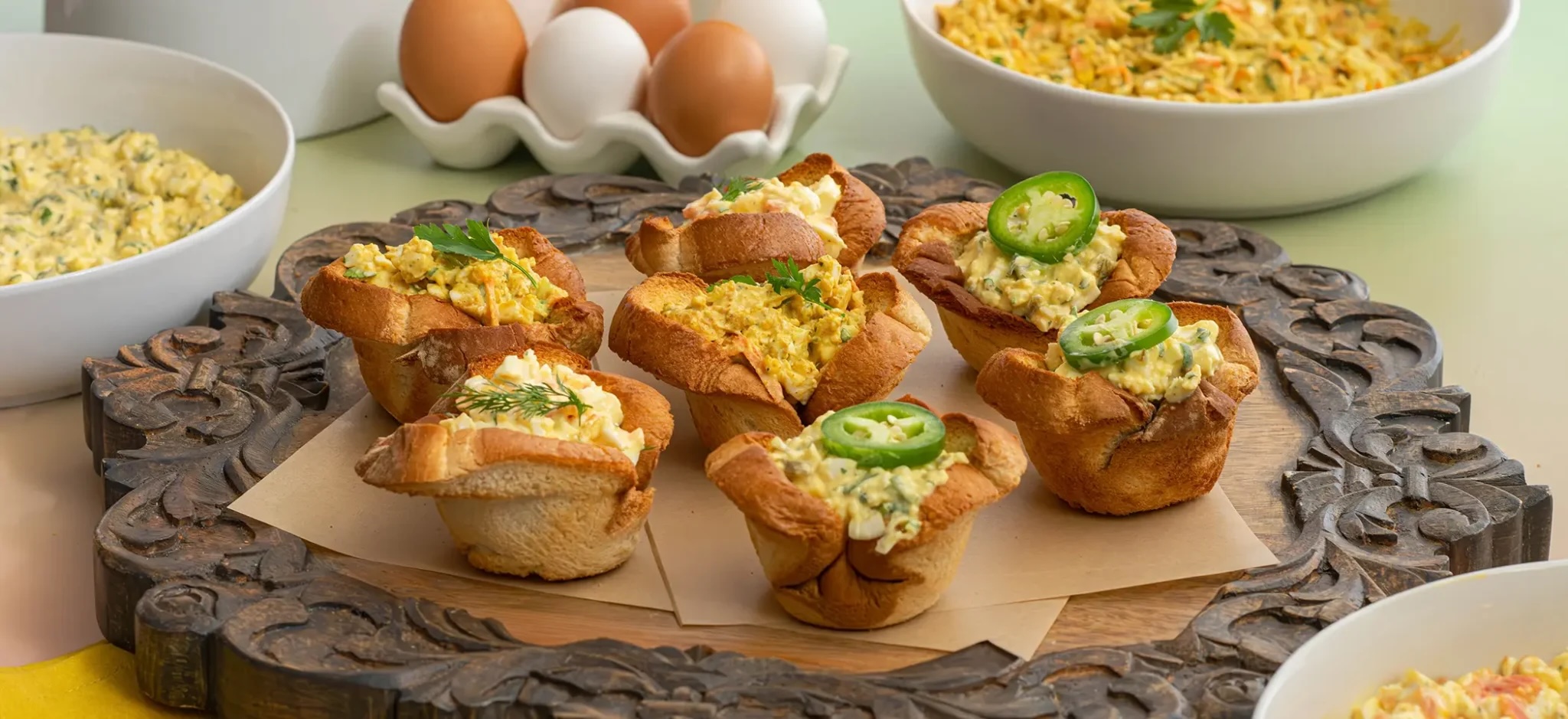 Egg Salad Bread Cups, 3 Ways | Louisiana Egg Commission